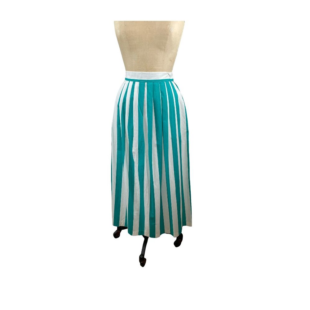 1980s striped pleated skirt midi length NOS with tag Size 14